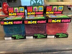 🧊NeeDoh Nice Cube Full Size Ice Nee Doh Set of All 3 Colors Pink Blue Purple🧊